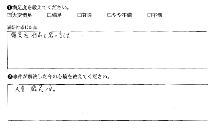 確実な仕事をしていただき満足しています